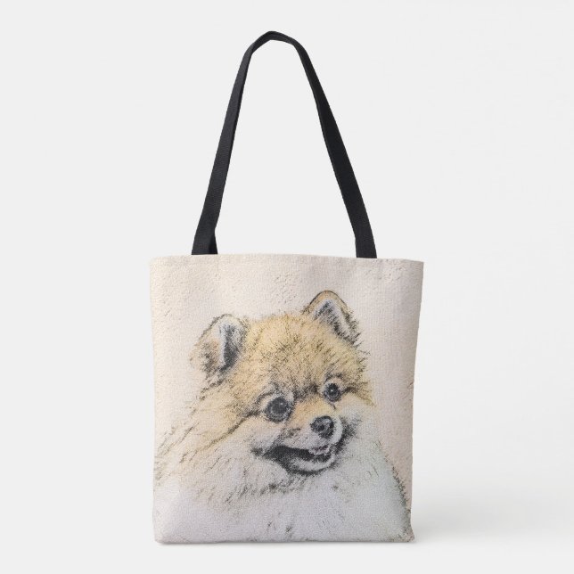 Spitz (Orange) Malerei - Originale Hundekunst (Rückseite)