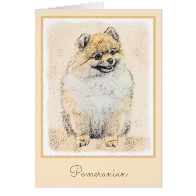 Spitz (Orange) Malerei - Originale Hundekunst (Vorne)