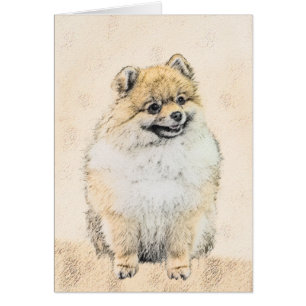 Spitz (Orange) Malerei - Originale Hundekunst