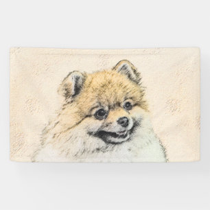 Spitz (Orange) Malerei - Originale Hundekunst Banner