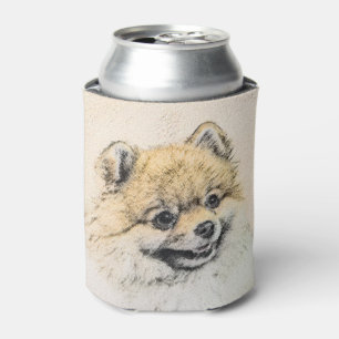 Spitz (Orange) Malerei - Originale Hundekunst Dosenkühler