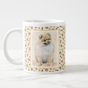 Spitz (Orange) Malerei - Originale Hundekunst Jumbo-Tasse
