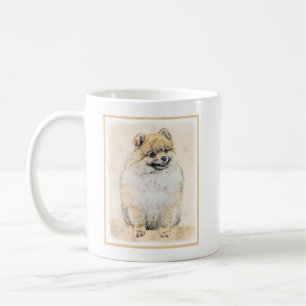 Spitz (Orange) Malerei - Originale Hundekunst Kaffeetasse