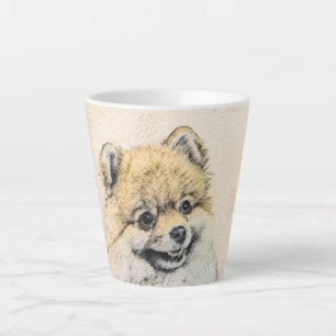 Spitz (Orange) Malerei - Originale Hundekunst Milchtasse