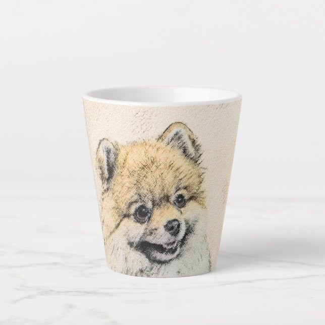 Spitz (Orange) Malerei - Originale Hundekunst Milchtasse (Vorderseite)