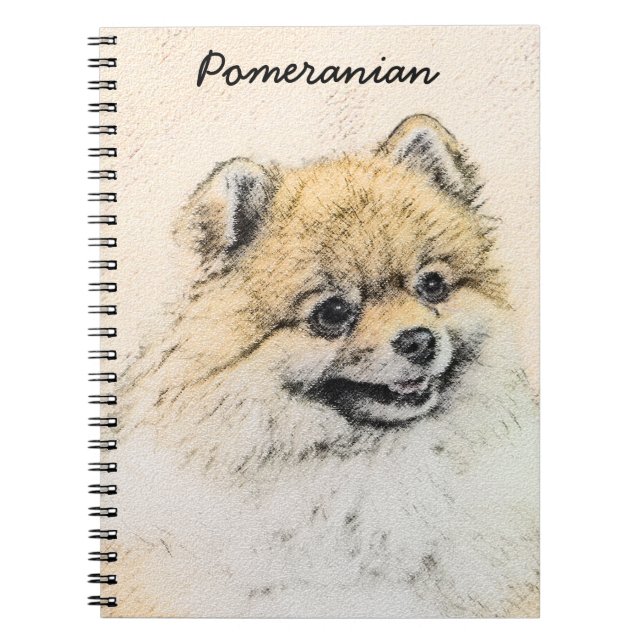 Spitz (Orange) Malerei - Originale Hundekunst Notizblock (Vorderseite)