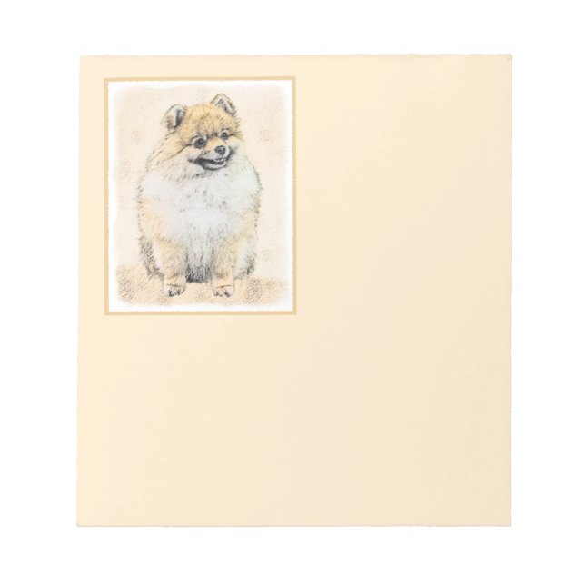 Spitz (Orange) Malerei - Originale Hundekunst Notizblock (Vorderseite)