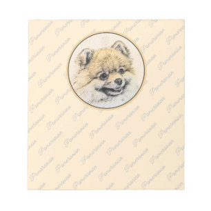 Spitz (Orange) Malerei - Originale Hundekunst Notizblock