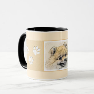 Spitz (Orange) Malerei - Originale Hundekunst Tasse