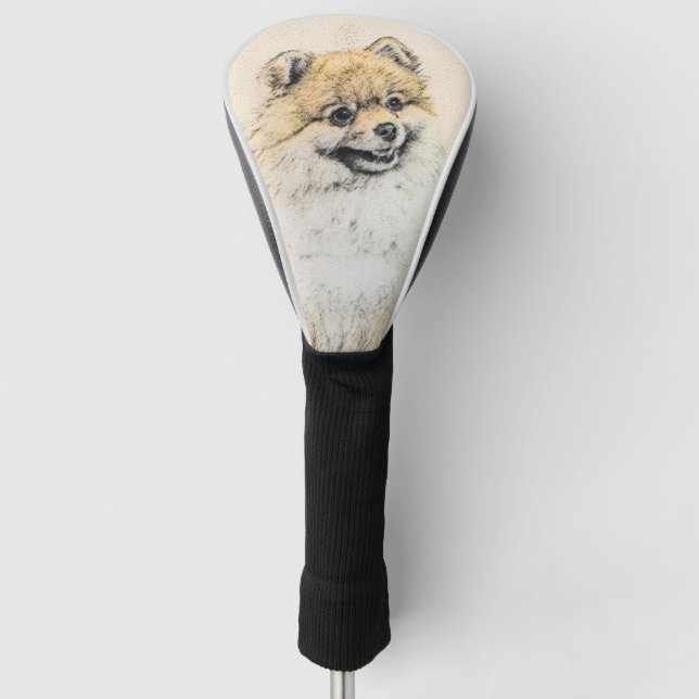 Spitz-(orange) Malerei - ursprüngliche Hundekunst Golf Headcover (Vorderseite)