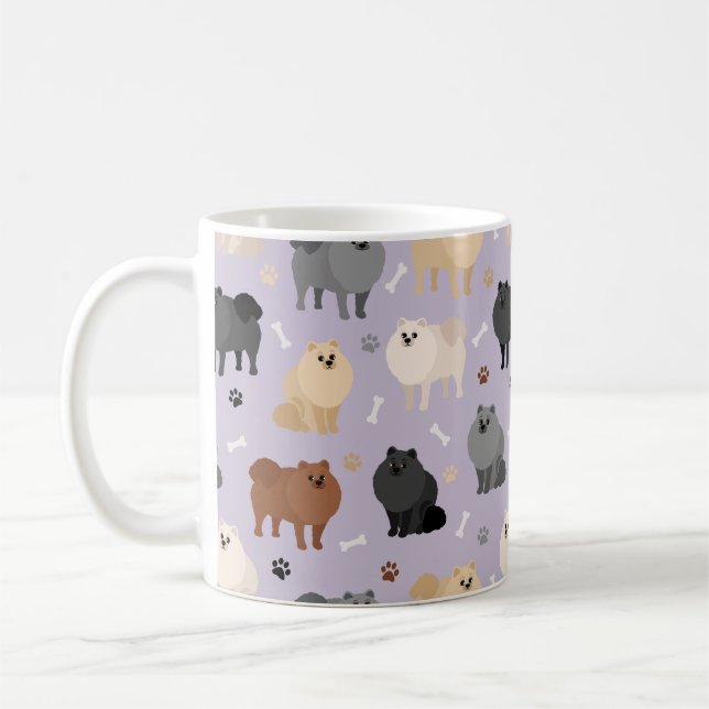 Spitz Paw-Drucke und Dog Bones Kaffee Tasse (Links)
