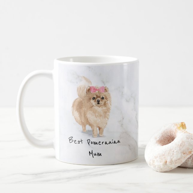 Spitz Personalisierte Hunde Tasse (Mit Donut)