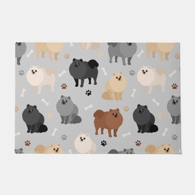 Spitz Pfoten und Dog Bones Doormat Fußmatte (Vorderseite)