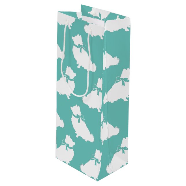 Spitz Pom Doppy Geschenktüte Für Weinflaschen (Vorderseite Schrägansicht)