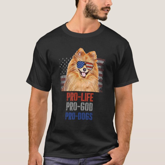 Spitz Pro Life Pro God Pro Hunde T-Shirt (Vorderseite)