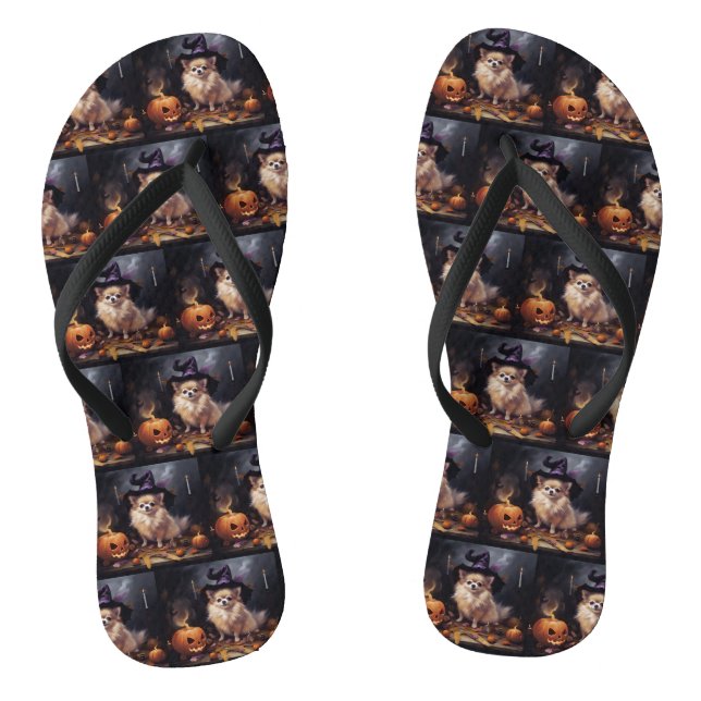 Spitz Pumpkins Halloween Beängstigend Flip Flops (Fußbett)