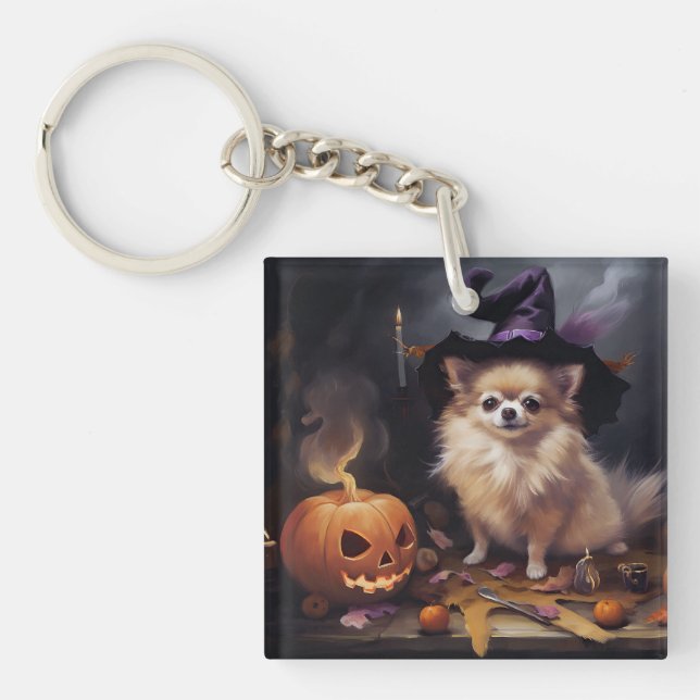Spitz Pumpkins Halloween Beängstigend Schlüsselanhänger (Vorderseite)