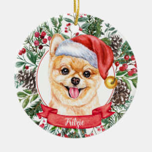 Spitz Pup Custom Dog Weihnachtsfeier Keramik Ornament