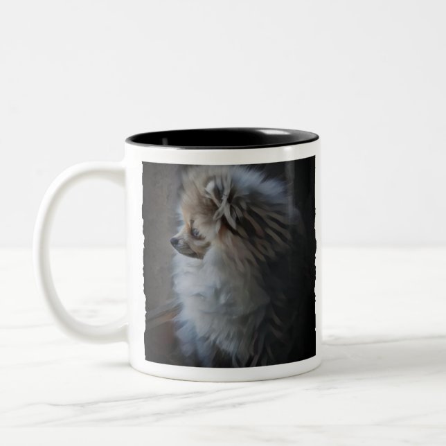Spitz Puppy Zweifarbige Tasse (Links)