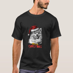 Spitz Santa Claus Hat Frohe Weihnachtsfrau Dog X T-Shirt