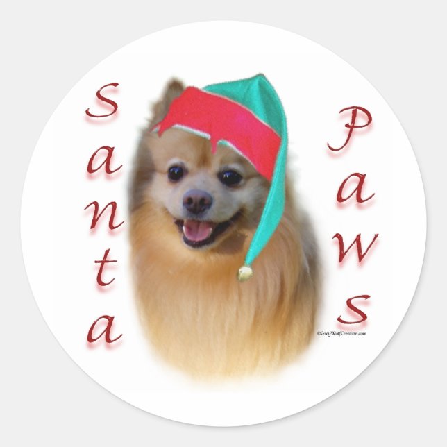 Spitz Santa Paws - Aufkleber (Vorderseite)