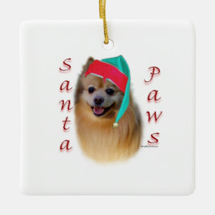 Spitz Santa Paws Keramikornament