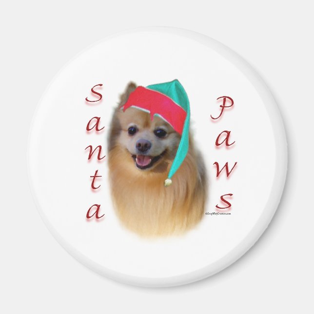 Spitz Santa Paws Magnet (Vorne)