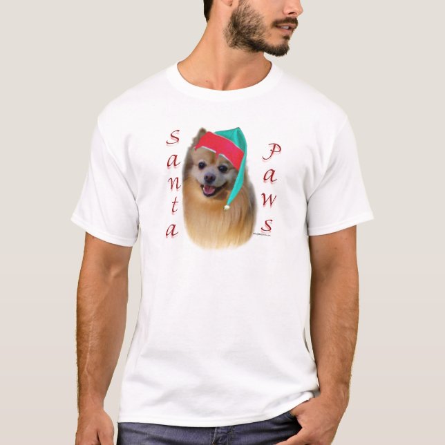 Spitz Santa Paws T-Shirt (Vorderseite)