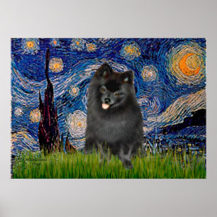 Spitz (schwarz) - Starry Night Poster