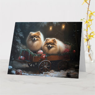 Spitz Snowy Sleigh Weihnachtsdekor Karte