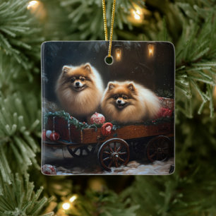 Spitz Snowy Sleigh Weihnachtsdekor Keramikornament