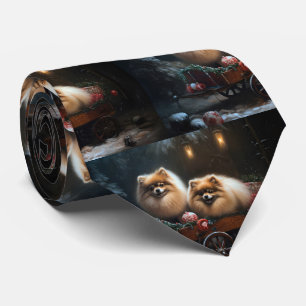 Spitz Snowy Sleigh Weihnachtsdekor Krawatte