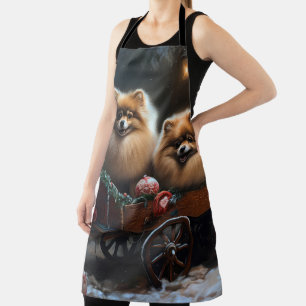 Spitz Snowy Sleigh Weihnachtsdekor Schürze