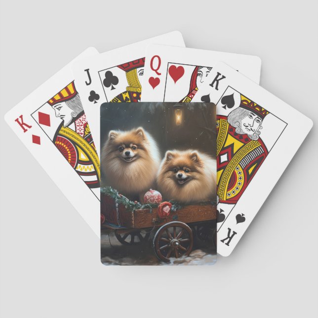 Spitz Snowy Sleigh Weihnachtsdekor Spielkarten (Rückseite)