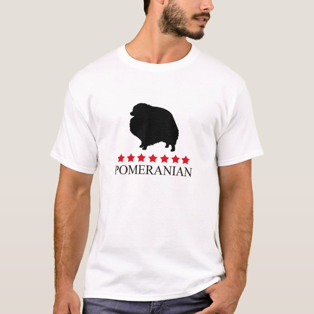 Spitz-T - Shirt mit roten Sternen (Vorderseite)