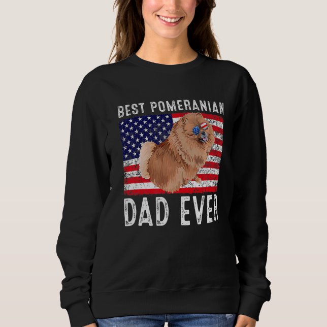 Spitz Vater US American Flag Spitz Dog O Sweatshirt (Vorderseite)