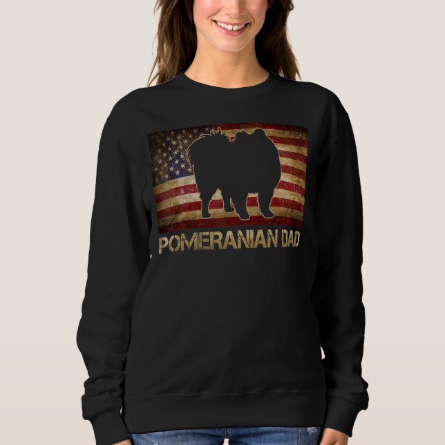 Spitz Vater Vintag American Flag Patriotic Dog Sweatshirt (Vorderseite)