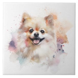 Spitz Watercolor Hund Fliese