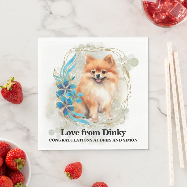 Spitz Wedding Napkins mit Hunden Foto Serviette (Beispiel)