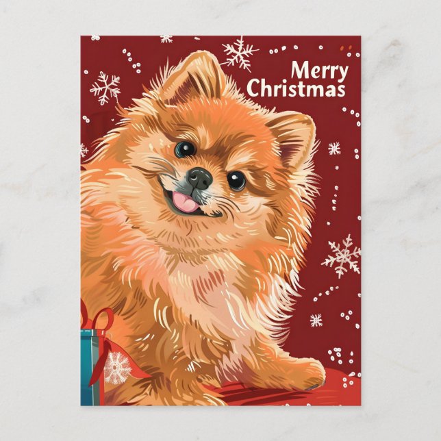 Spitz Weihnachten Postkarte (Vorderseite)