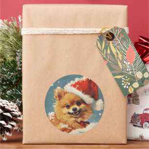 Spitz Weihnachten Runder Aufkleber