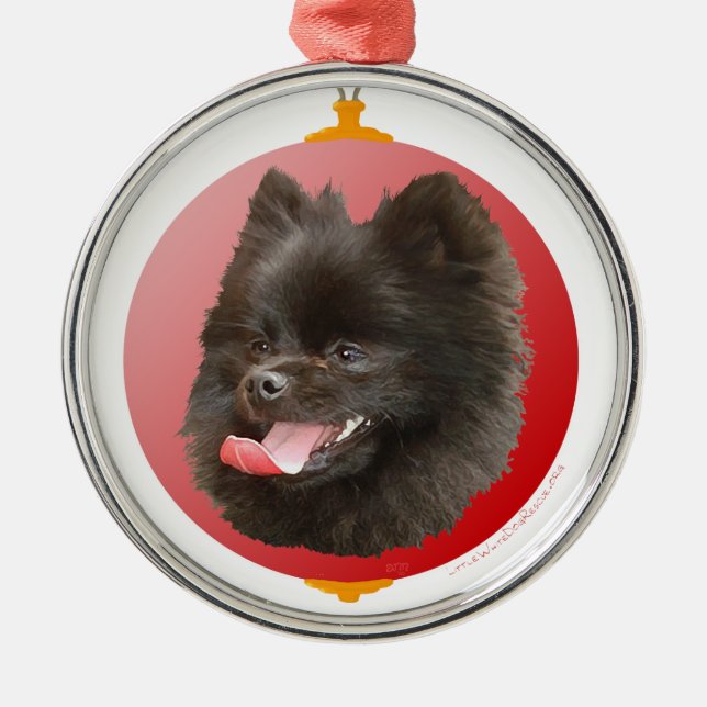Spitz Weihnachten Silbernes Ornament (Vorne)