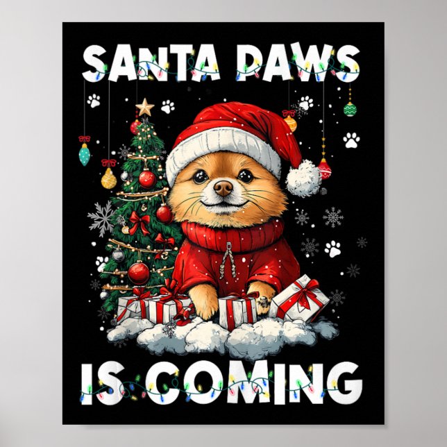 Spitz Weihnachtsbaumdekorationen Hund Lover Xm Poster (Vorne)