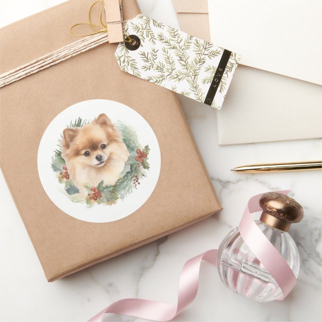 Spitz Weihnachtsfest Runder Aufkleber (Schenken)