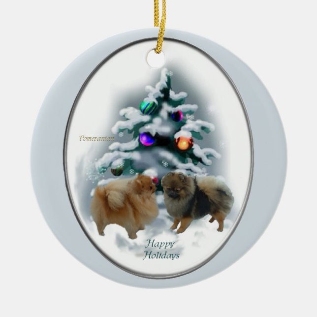 Spitz Weihnachtsgeschenke Ornament (Vorne)