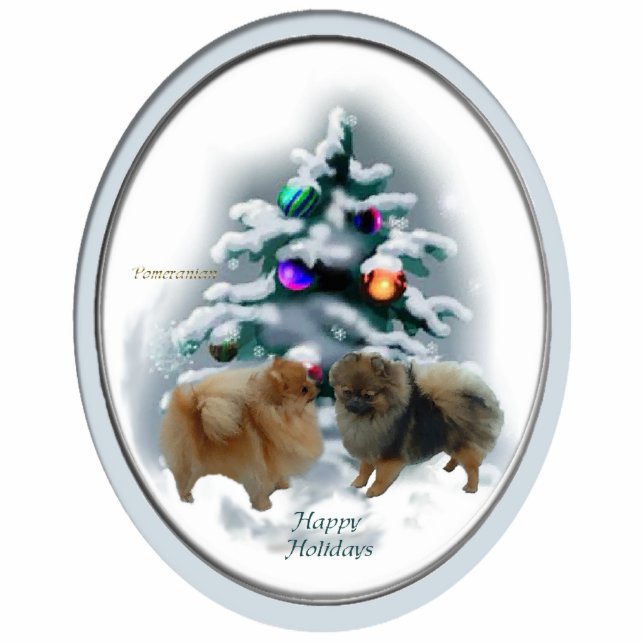 Spitz Weihnachtsgeschenke Ornament Fotoskulptur Ornament (Vorne)