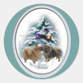 Spitz Weihnachtsgeschenke Runder Aufkleber