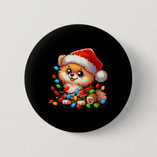 Spitz Weihnachtslicht Hund Funny Xmas Button