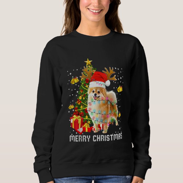 Spitz Weihnachtslicht Tree Santa Xmas Pajama Sweatshirt (Vorderseite)
