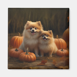 Spitz Welpe Herbst Kürbis Magnet